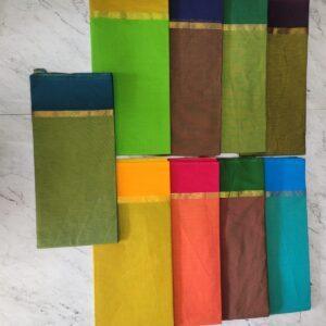 D3-Cotton plain sarees contrast border